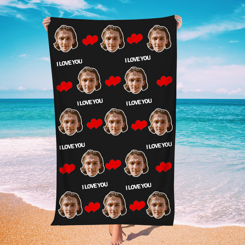 Personalisierbares Sommer Strandtuch Individuelles Foto Badetuch Geschenk Für Paare Strandparty Geschenk