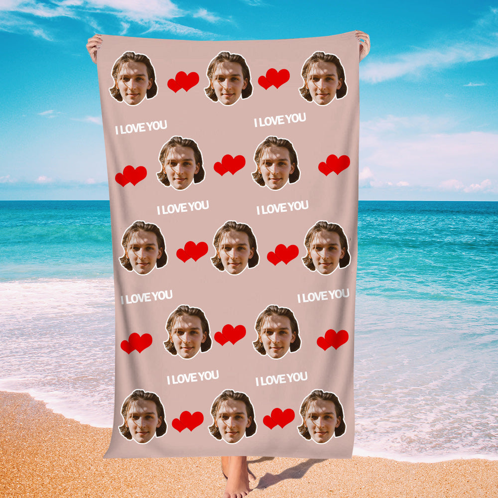 Personalisierbares Sommer Strandtuch Individuelles Foto Badetuch Geschenk Für Paare Strandparty Geschenk