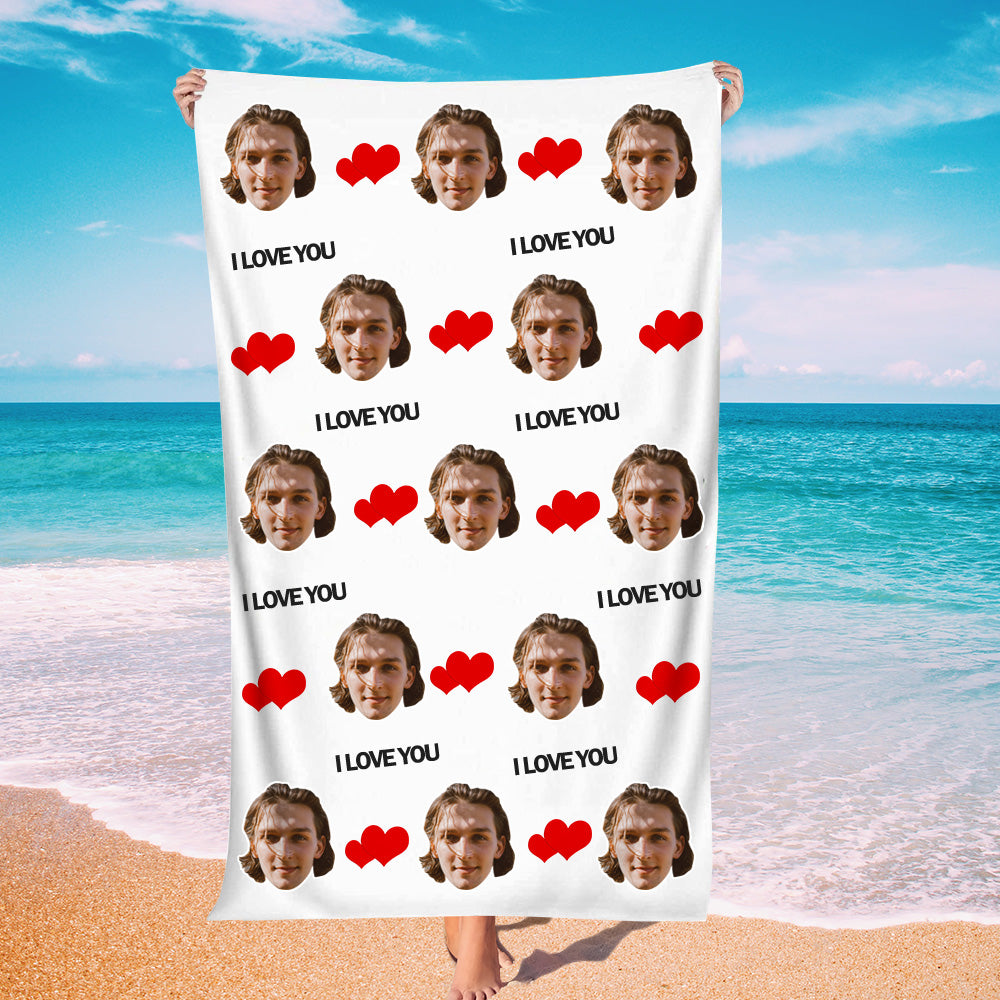 Personalisierbares Sommer Strandtuch Individuelles Foto Badetuch Geschenk Für Paare Strandparty Geschenk