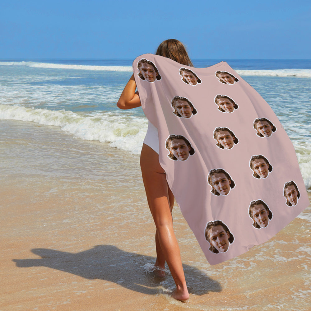 Personalisierbares Sommer Strandtuch Mit Gesicht Individuelles Foto Badetuch Geschenkidee