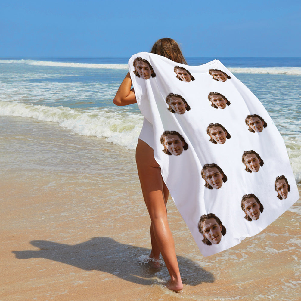 Personalisierbares Sommer Strandtuch Mit Gesicht Individuelles Foto Badetuch Geschenkidee