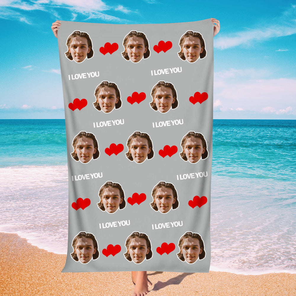 Personalisierbares Sommer Strandtuch Individuelles Foto Badetuch Geschenk Für Paare Strandparty Geschenk