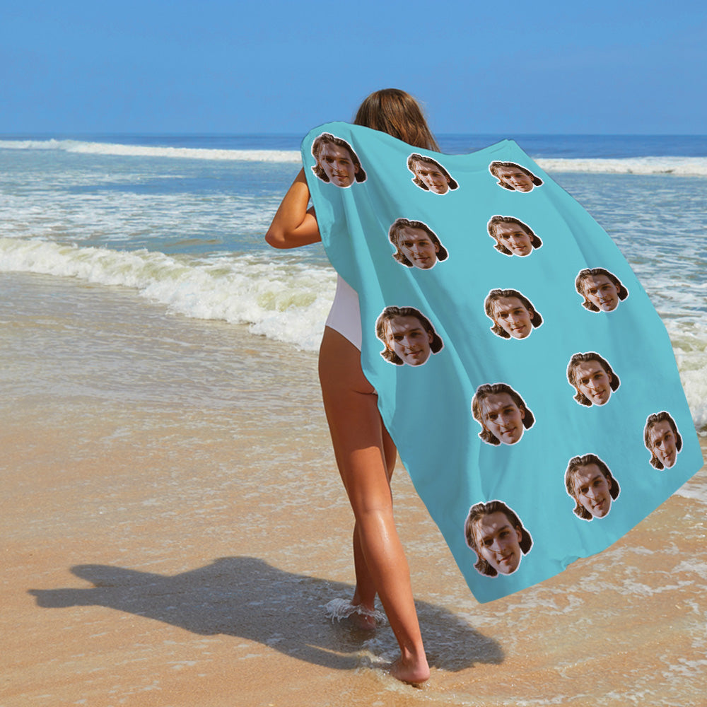 Personalisierbares Sommer Strandtuch Mit Gesicht Individuelles Foto Badetuch Geschenkidee