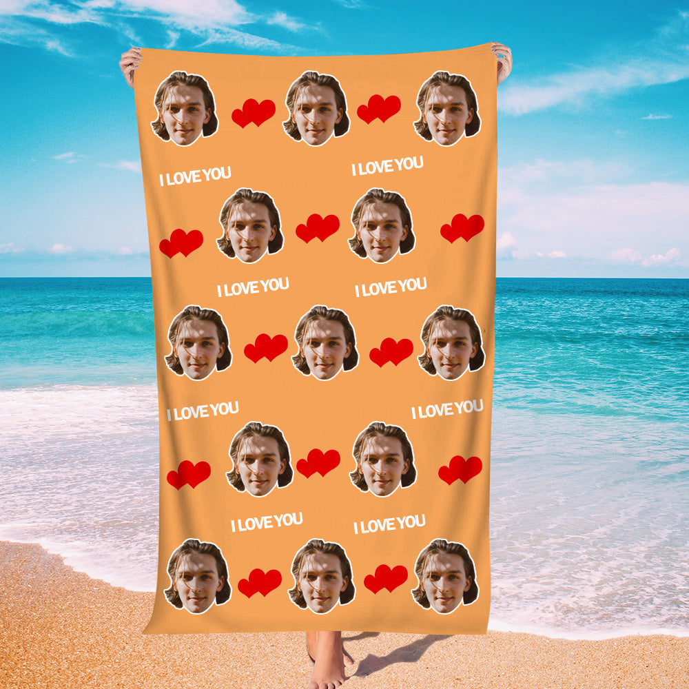 Personalisierbares Sommer Strandtuch Individuelles Foto Badetuch Geschenk Für Paare Strandparty Geschenk