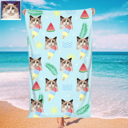 Personalisierbares Sommer Strandtuch für Strand Pool Party Individuelles Badetuch mit Foto Geschenk für Paare