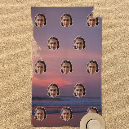 Personalisierbares Strandtuch für Strand Pool Party Individuelles Sommer Badetuch mit Foto Geschenk für Freunde