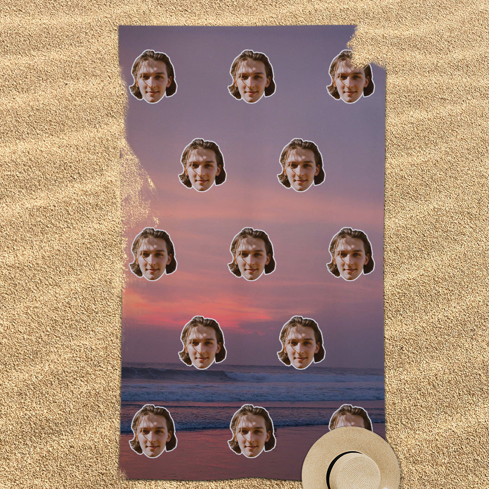 Personalisierbares Sommer Strandtuch für Strand Pool Party Individuelles Badetuch mit Foto Geschenk für Paare