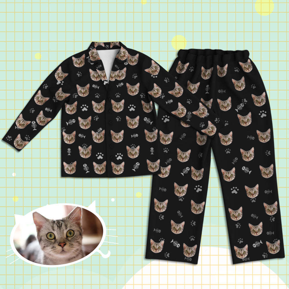 Personalisierte Schlafanzüge mit Katzen Gesicht Individuelle Katzen Foto Schlafanzüge Geschenk für Partner