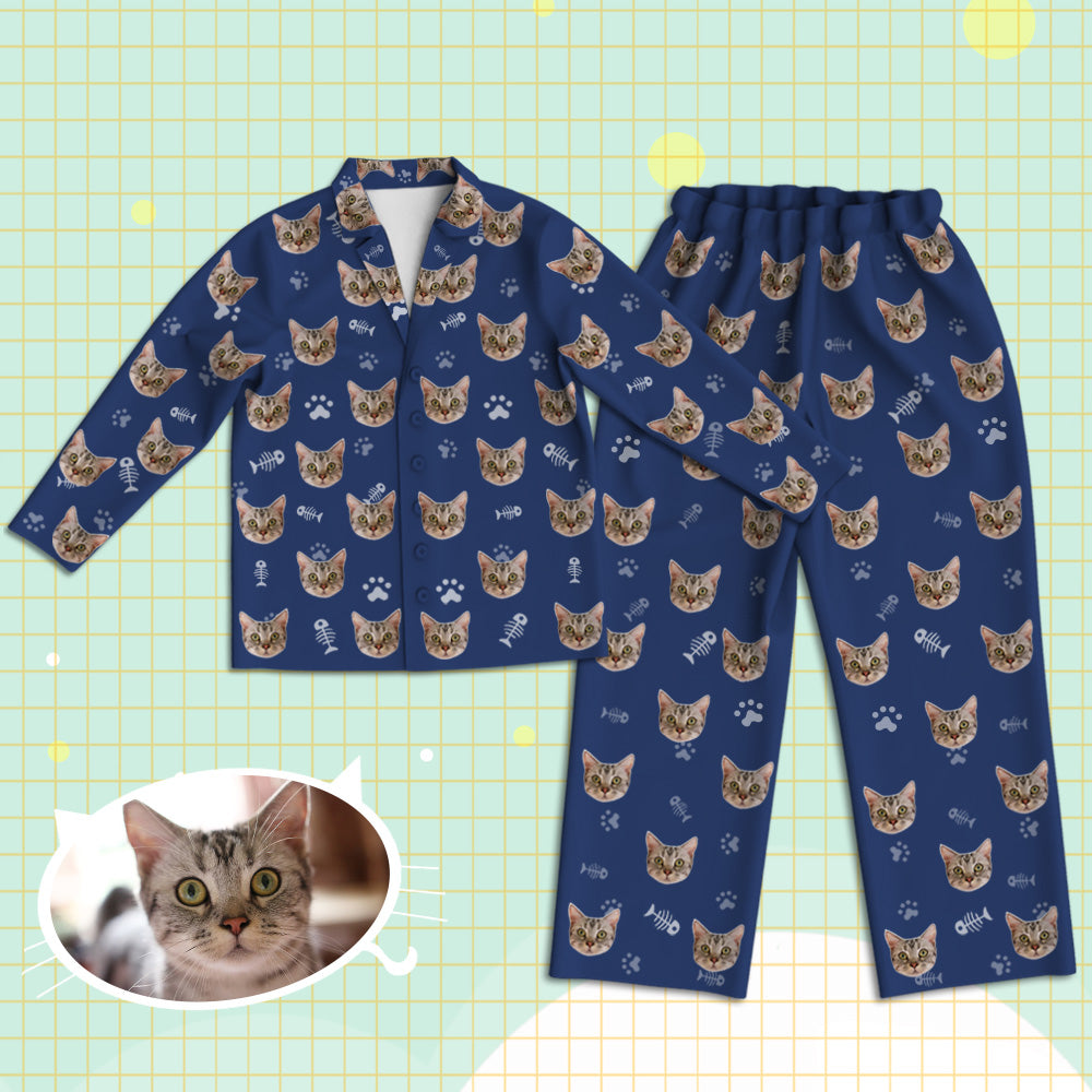 Personalisierte Schlafanzüge mit Katzen Gesicht Individuelle Katzen Foto Schlafanzüge Geschenk für Partner
