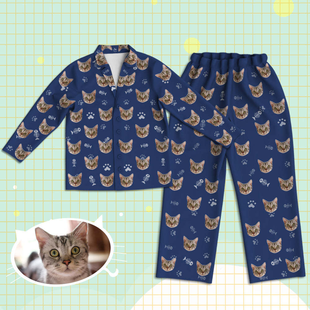 Personalisierte Schlafanzüge mit Katzen Gesicht Individuelle Katzen Foto Schlafanzüge Geschenk für Partner