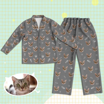 Personalisierte Schlafanzüge mit Katzen Gesicht Individuelle Katzen Foto Schlafanzüge Geschenk für Partner