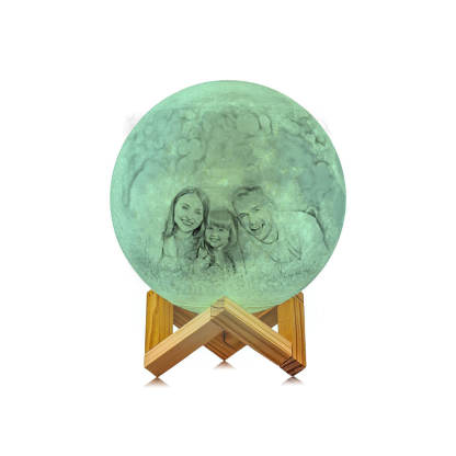Personalisierte Mondlampe mit Foto 3D Gravur Nachtlicht mit 16 Farben