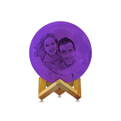Personalisierte Mondlampe mit Foto 3D Gravur Nachtlicht mit 16 Farben