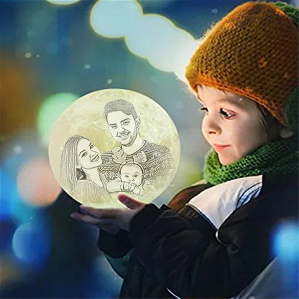 Personalisierte Mondlampe mit Foto 3D Gravierte Mondlicht