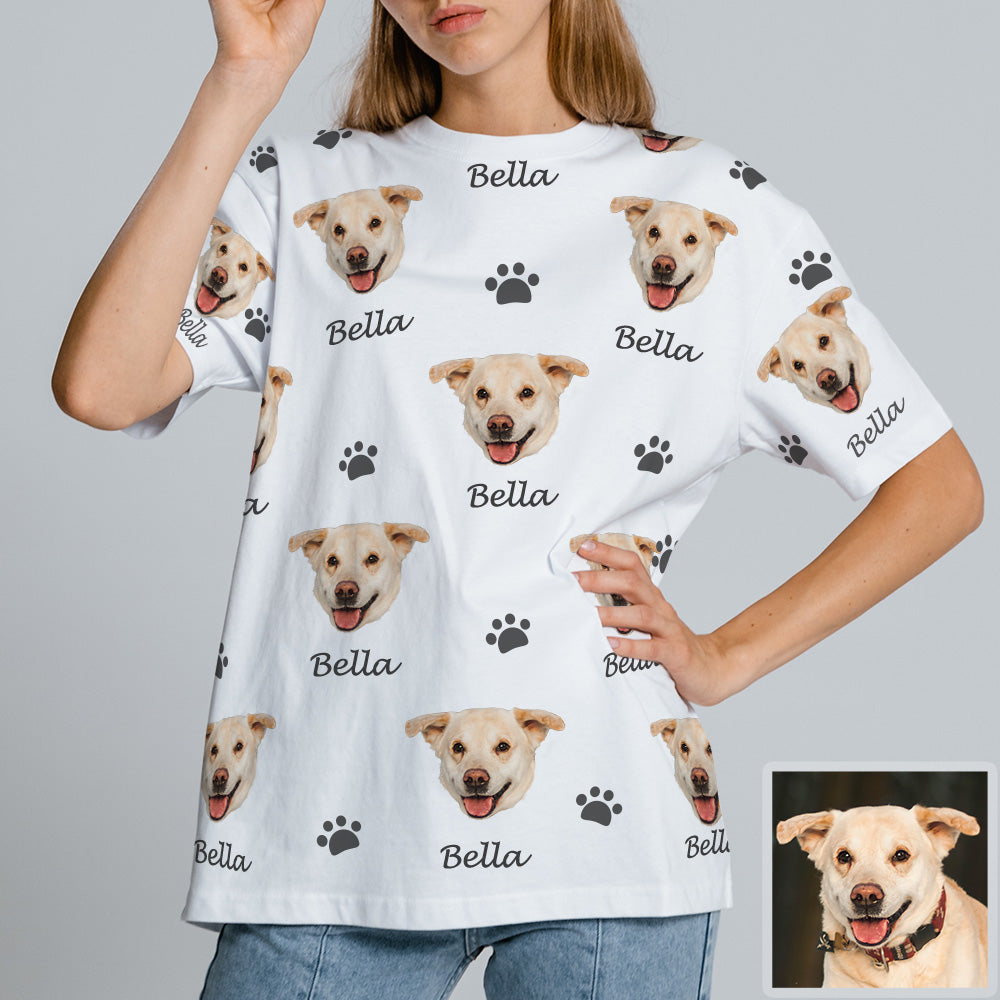 Personalisiertes Haustierfoto T-Shirt mit Bild und Name Individuelles Kurzarmshirt Geschenk für Tierliebhaber
