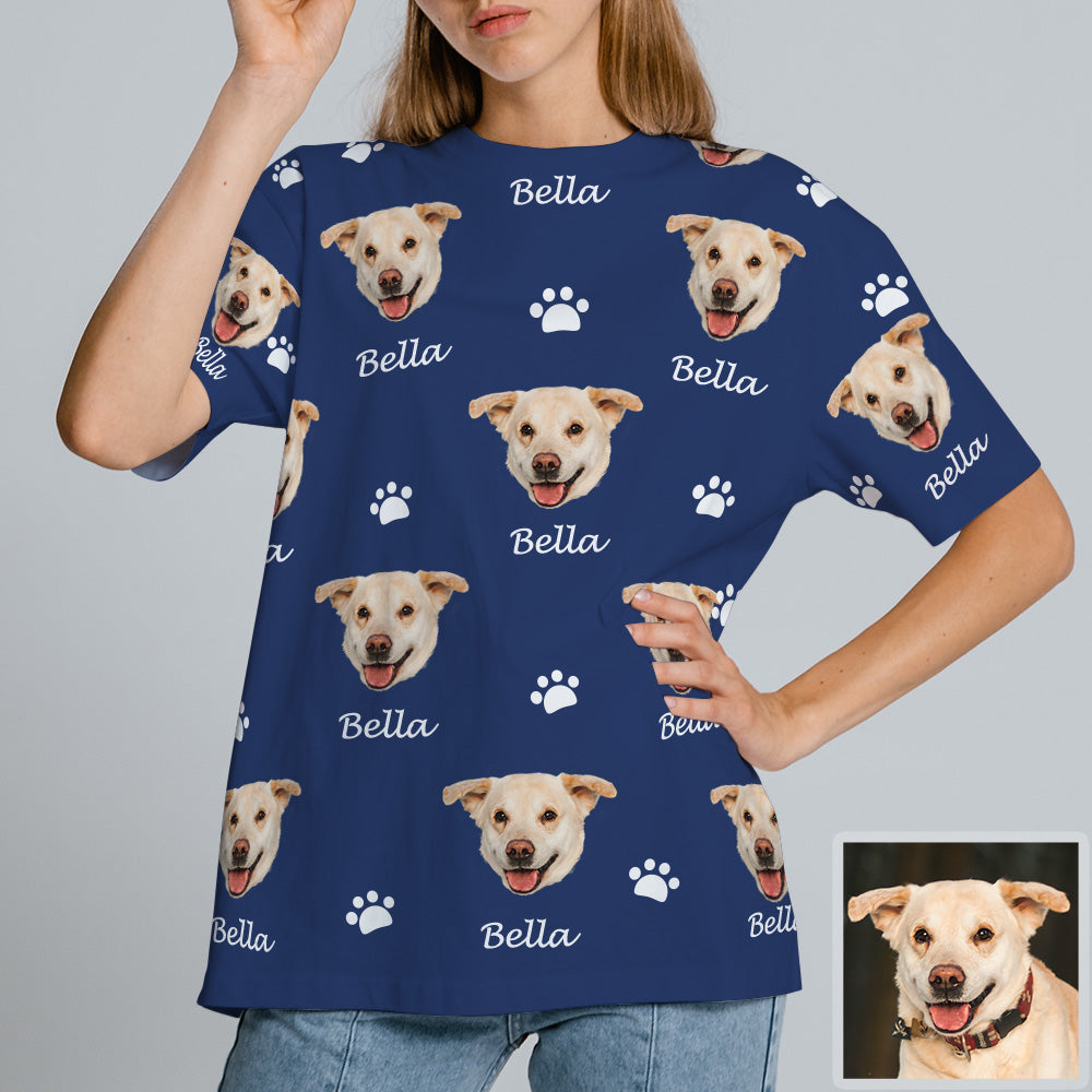 Personalisiertes Haustierfoto T-Shirt mit Bild und Name Individuelles Kurzarmshirt Geschenk für Tierliebhaber