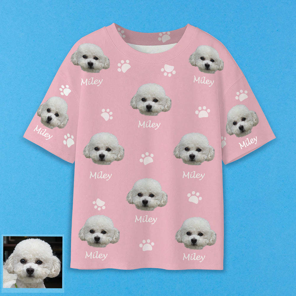 Personalisiertes Haustierfoto T-Shirt mit Bild und Name Individuelles Kurzarmshirt Geschenk für Tierliebhaber