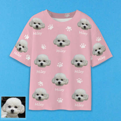 Personalisiertes Haustierfoto T-Shirt mit Bild und Name Individuelles Kurzarmshirt Geschenk für Tierliebhaber