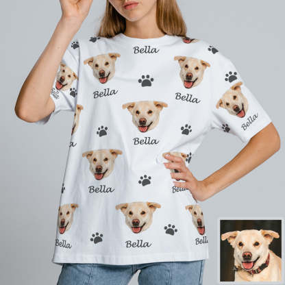 Personalisiertes Haustierfoto T-Shirt mit Bild und Name Individuelles Kurzarmshirt Geschenk für Tierliebhaber