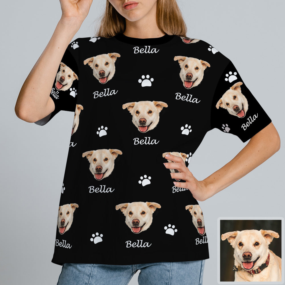 Personalisiertes Haustierfoto T-Shirt mit Bild und Name Individuelles Kurzarmshirt Geschenk für Tierliebhaber