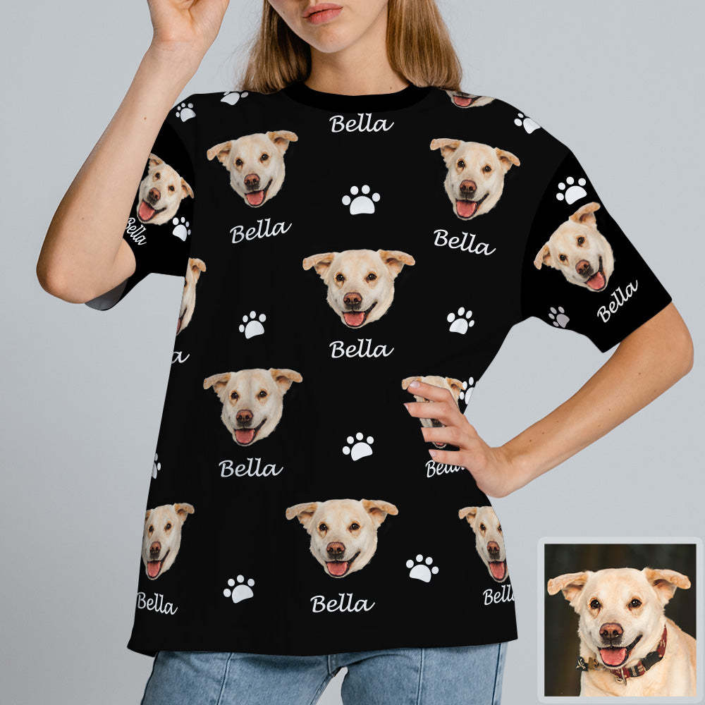 Personalisiertes Haustierfoto T-Shirt mit Bild und Name Individuelles Kurzarmshirt Geschenk für Tierliebhaber