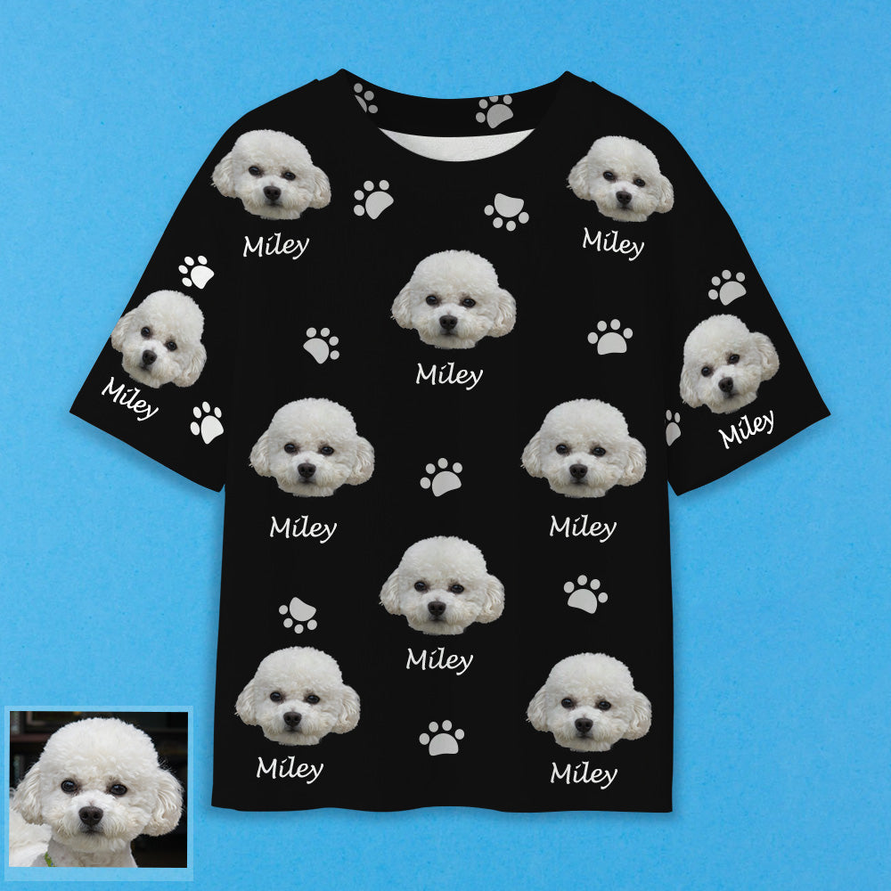 Personalisiertes Haustierfoto T-Shirt mit Bild und Name Individuelles 