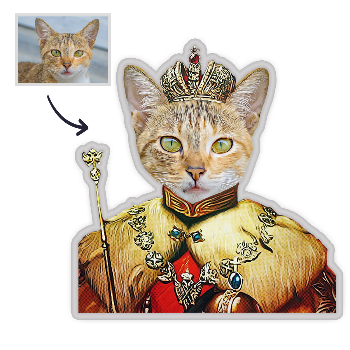 Personalisiertes Haustier Portrait Kissen Individuelles MiniMe Kissen Royal King Haustier Gesicht Kissen Einzigartiges Heimdekoration Geschenk