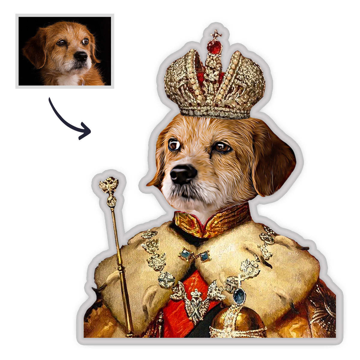 Personalisiertes Haustier Portrait Kissen Individuelles MiniMe Kissen Royal King Haustier Gesicht Kissen Einzigartiges Heimdekoration Geschenk