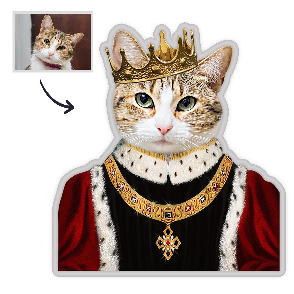 Personalisiertes Haustier Portrait Kissen Individuelles MiniMe Kissen Royal King Haustier Gesicht Kissen Einzigartiges Heimdekoration Geschenk