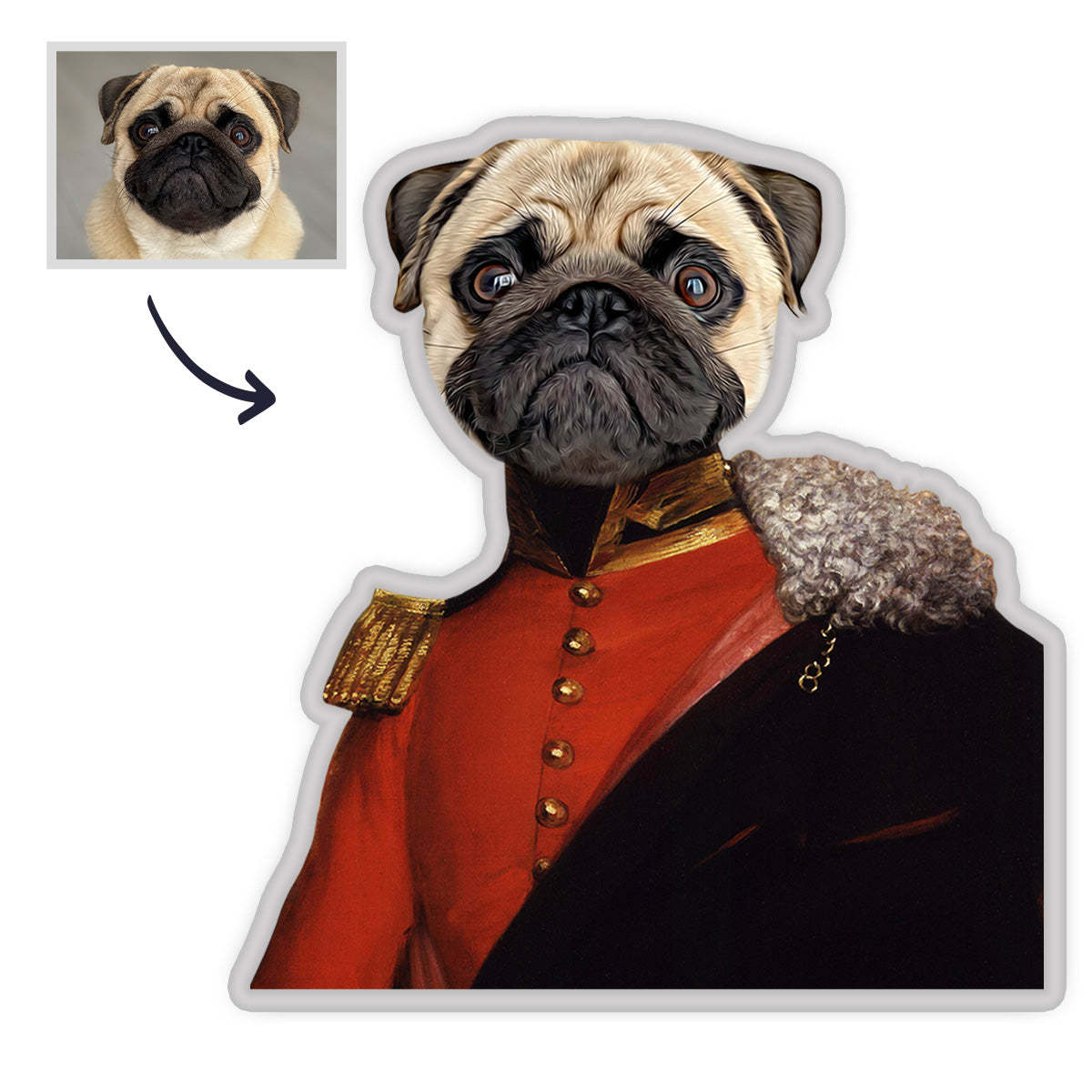 Personalisiertes Haustier Portrait Kissen Individuelles MiniMe Kissen Royal King Haustier Gesicht Kissen Einzigartiges Heimdekoration Geschenk