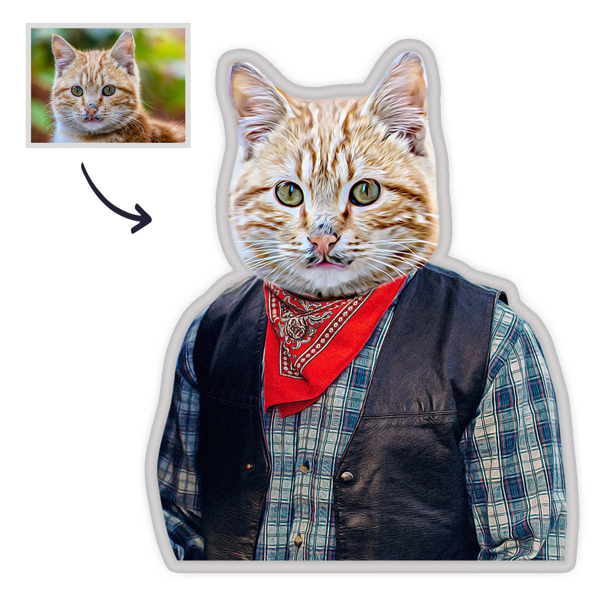 Personalisiertes Haustier Portrait Kissen Individuelles MiniMe Kissen Royal King Haustier Gesicht Kissen Einzigartiges Heimdekoration Geschenk