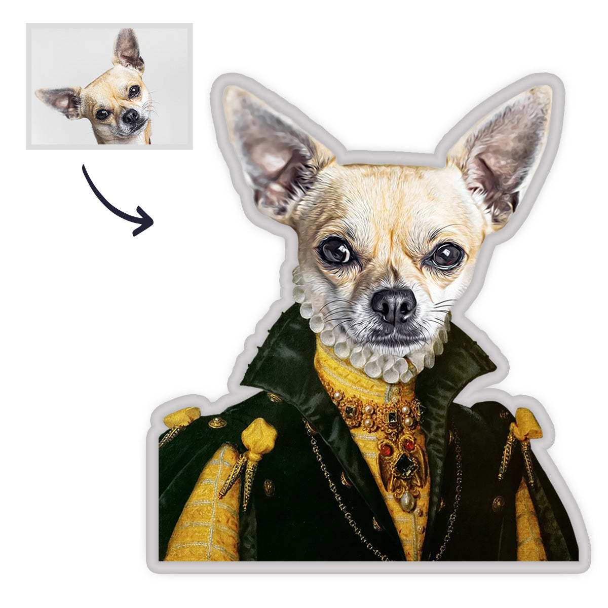 Haustier Portrait Kissen Personalisiertes MiniMe Kissen Royal Queen King Haustier Gesichtskissen Einzigartiges Geschenk