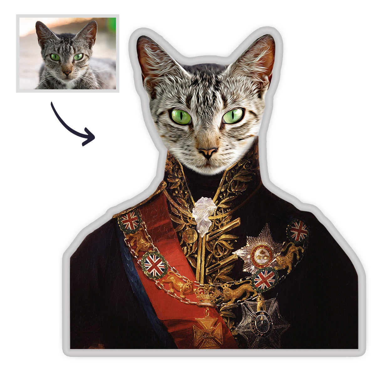 Haustier Portrait Kissen Personalisiertes MiniMe Kissen Royal Queen King Haustier Gesichtskissen Einzigartiges Geschenk