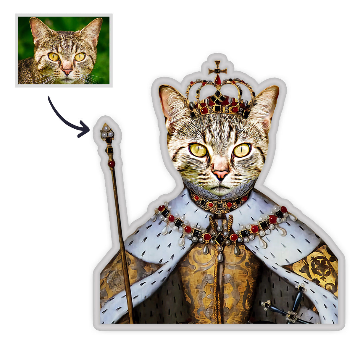 Haustier Portrait Kissen Personalisiertes MiniMe Kissen Royal Queen Ki