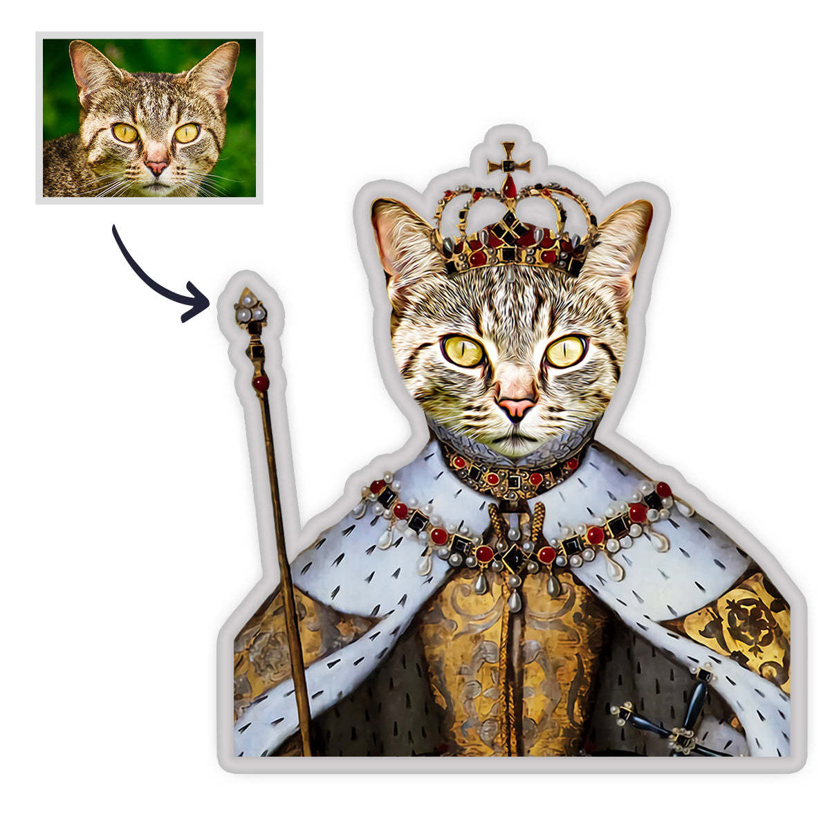 Haustier Portrait Kissen Personalisiertes MiniMe Kissen Royal Queen King Haustier Gesichtskissen Einzigartiges Geschenk