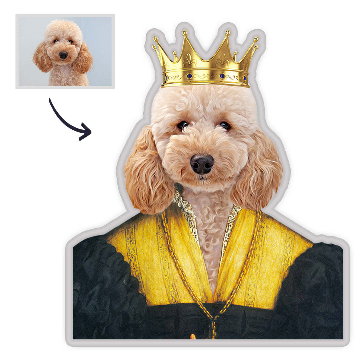Haustier Portrait Kissen Personalisiertes MiniMe Kissen Royal Queen King Haustier Gesichtskissen Einzigartiges Geschenk
