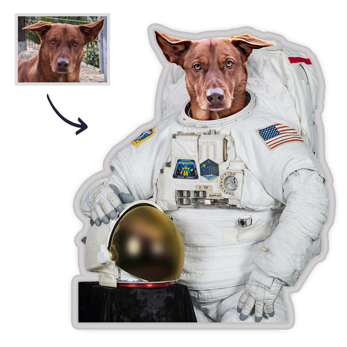 Haustier Portrait Kissen Astronaut König MiniMe Kissen Royal Haustier 