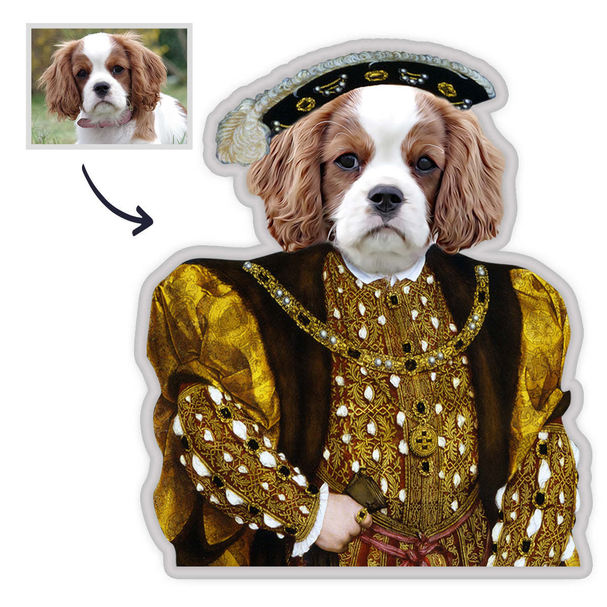 Haustier Portrait Kissen Astronaut König MiniMe Kissen Royal Haustier Körperpuppen Kissen Gesichtskissen Einzigartiges Geschenk