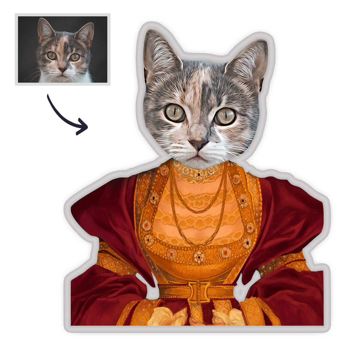 Haustier Porträt Kissen Königin Haustier MiniMe Kissen Königliches Haustier Körperkissen Gesichtskissen