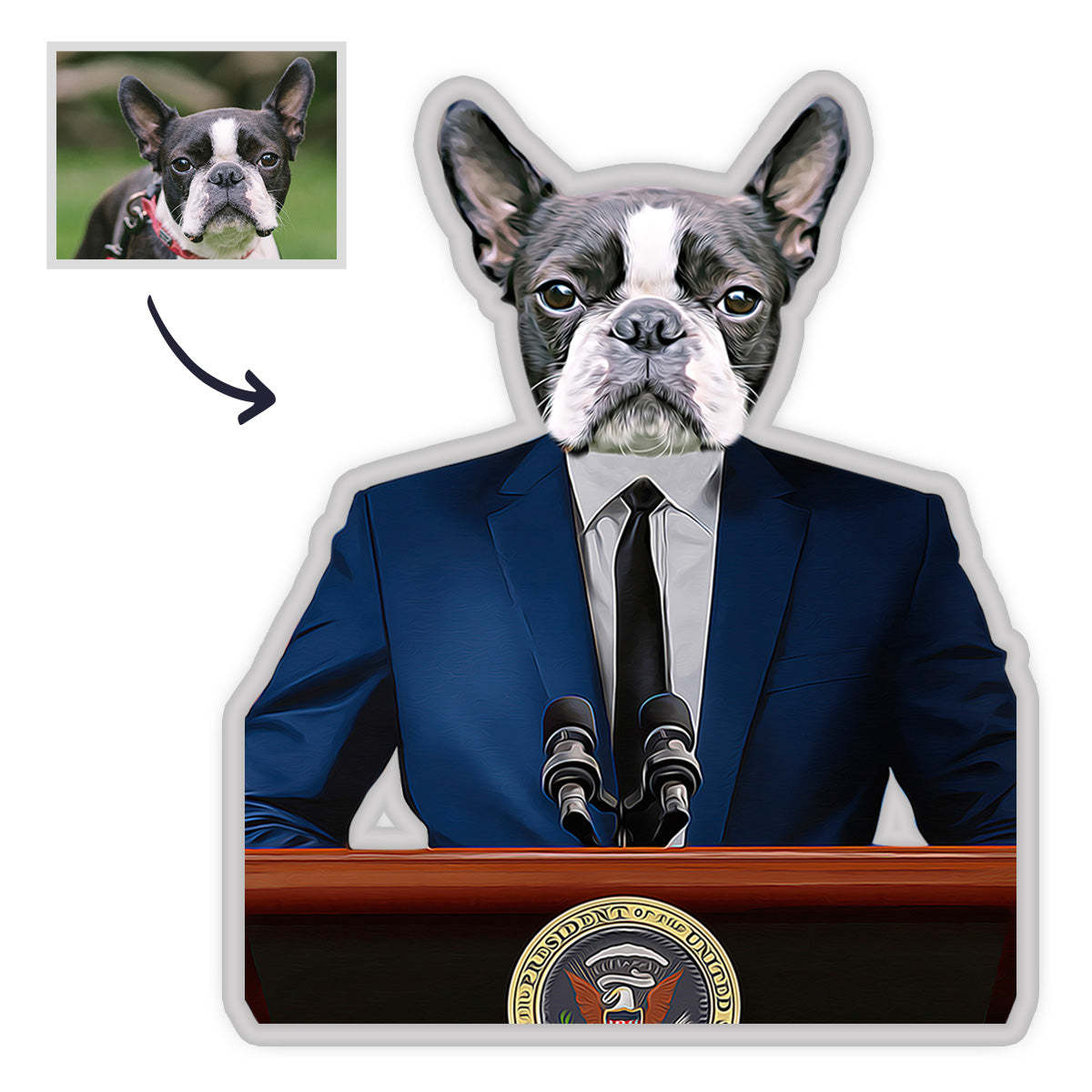 Haustier MiniMe Kissen Haustier Portrait Kissen Royal Haustier Körperpuppen Kissen Gesichtskissen Personalisiertes Geschenk