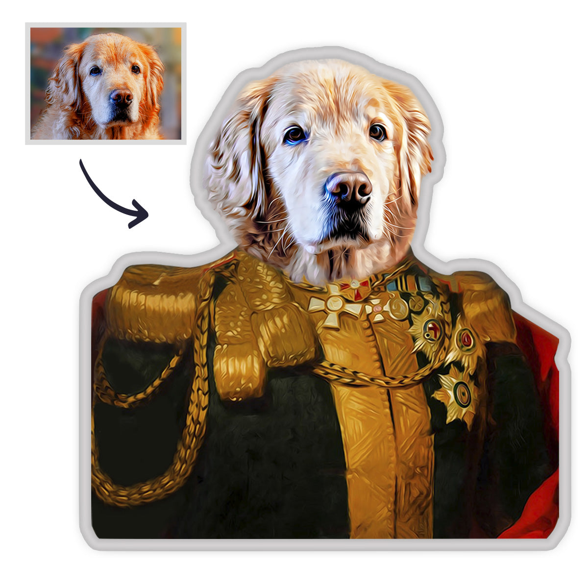 Haustier MiniMe Kissen Allgemeines Haustier Portrait Kissen Royal Queen Haustier Körperpuppen Kissen Gesichtskissen Einzigartiges Geschenk