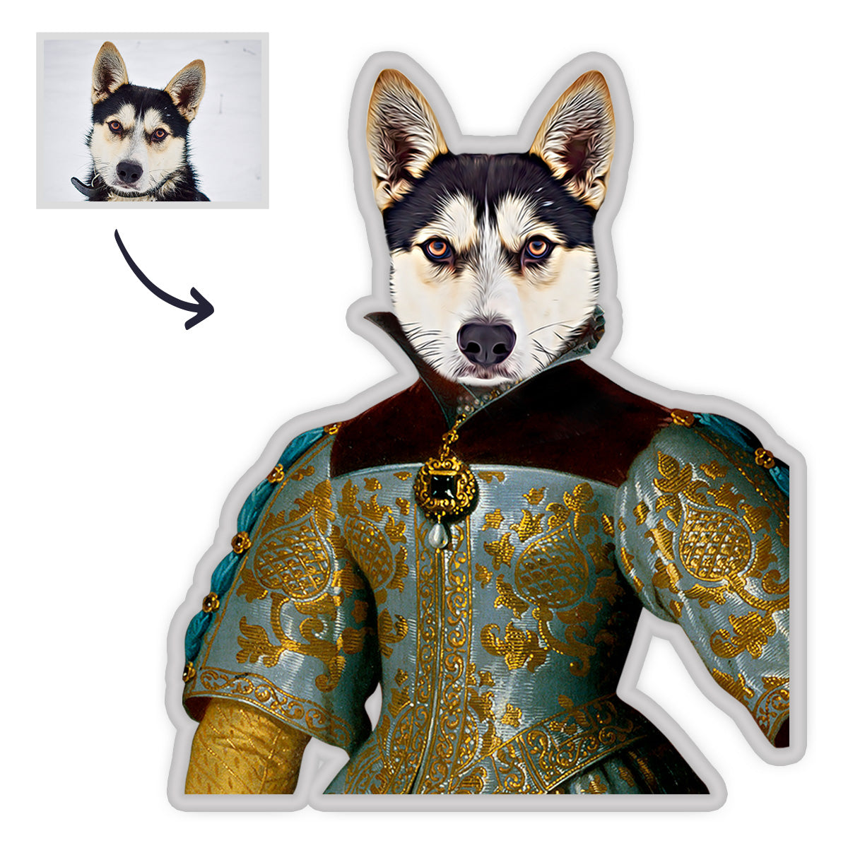 Haustier MiniMe Kissen Allgemeines Haustier Portrait Kissen Royal Queen Haustier Körperpuppen Kissen Gesichtskissen Einzigartiges Geschenk