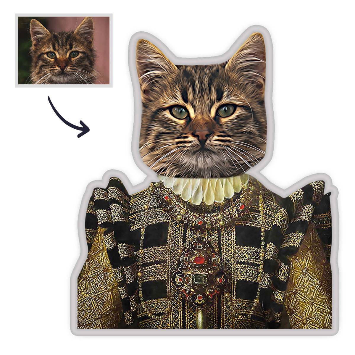 Haustier MiniMe Kissen Allgemeines Haustier Portrait Kissen Royal Queen Haustier Körperpuppen Kissen Gesichtskissen Einzigartiges Geschenk