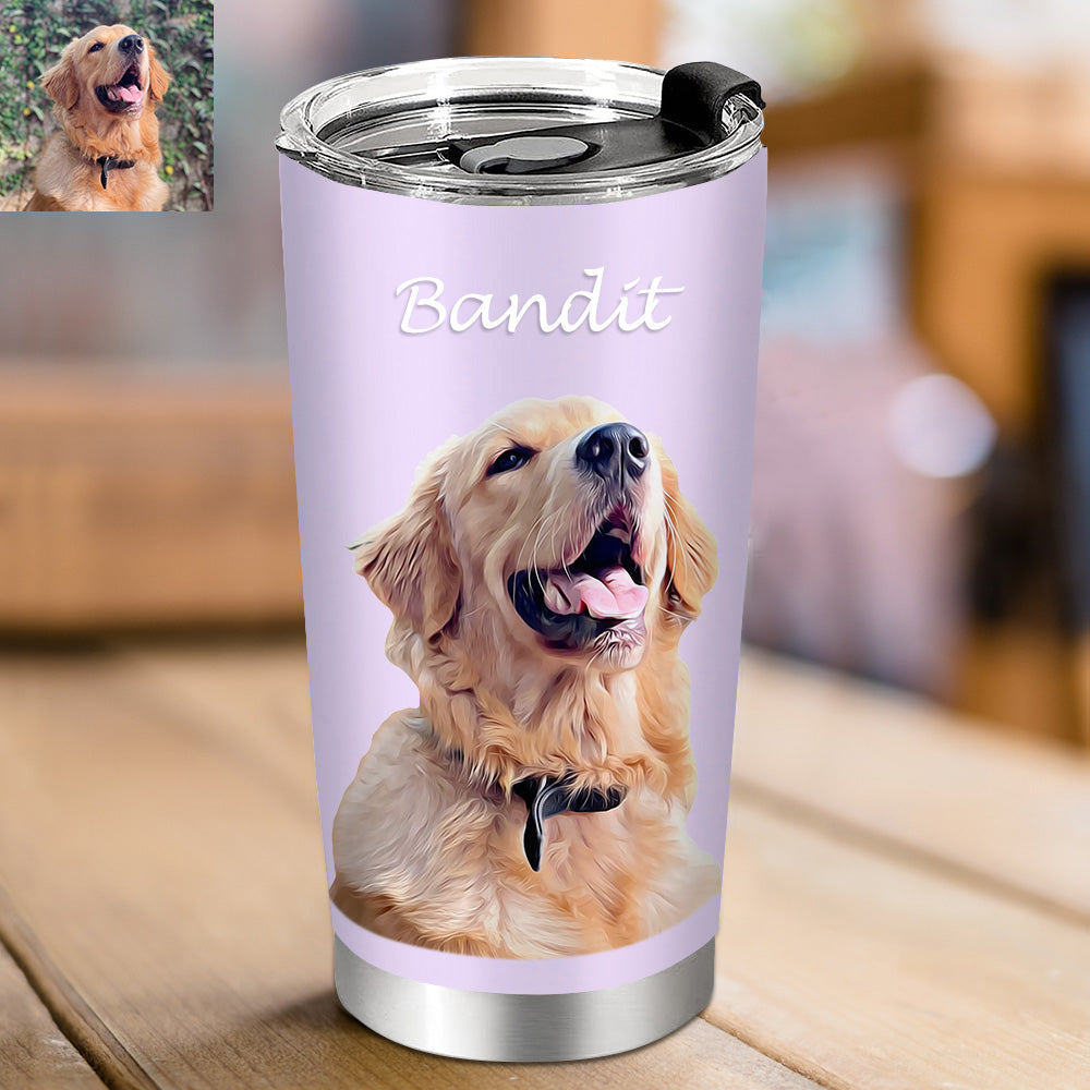 Personalisierte 0,6L Haustierfoto Becher Personalisierte Haustier Kaffee Tasse Schlanker Edelstahlbecher 20oz Weihnachtsgeschenk