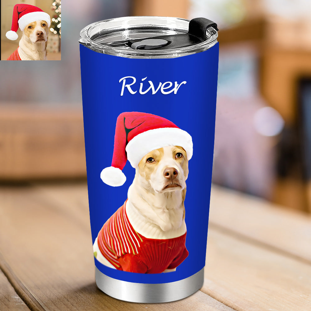 Personalisierte 0,6L Haustierfoto Becher Personalisierte Haustier Kaffee Tasse Schlanker Edelstahlbecher 20oz Weihnachtsgeschenk