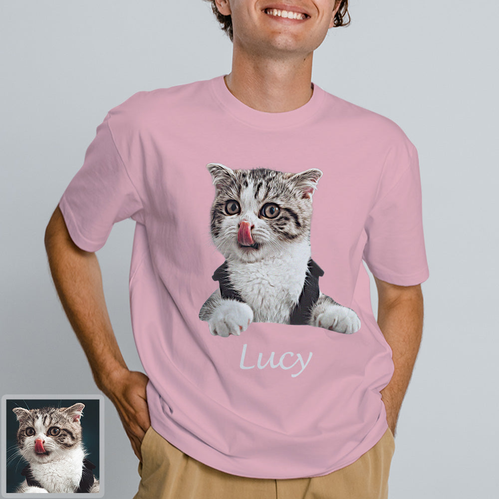 Erwachsene Personalisiertes Haustier Foto T-Shirt Custom Kurzarm T-Shirt mit Hund Katze Foto Haustier Aufdruck auf T-Shirt
