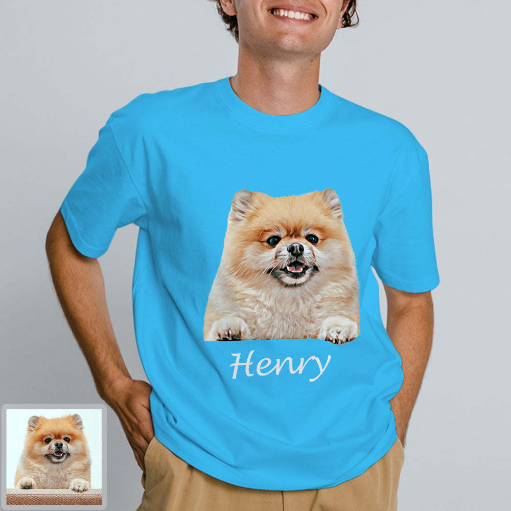 Erwachsene Personalisiertes Haustier Foto T-Shirt Custom Kurzarm T-Shirt mit Hund Katze Foto Haustier Aufdruck auf T-Shirt
