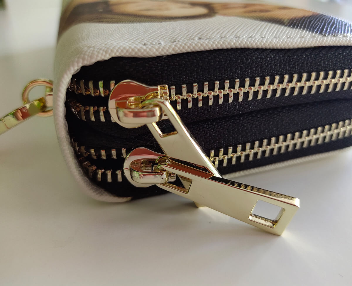 Geschenk Für Mama Personalisierte Foto-Geldbörse Für Frauen Zwei Reißverschlussfächer Leder Lange Geldbörse