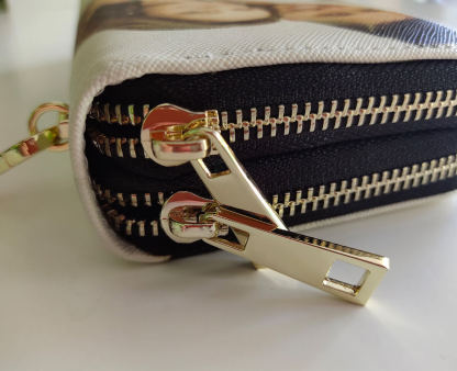 Geschenk Für Mama Personalisierte Foto-Geldbörse Für Frauen Zwei Reißverschlussfächer Leder Lange Geldbörse