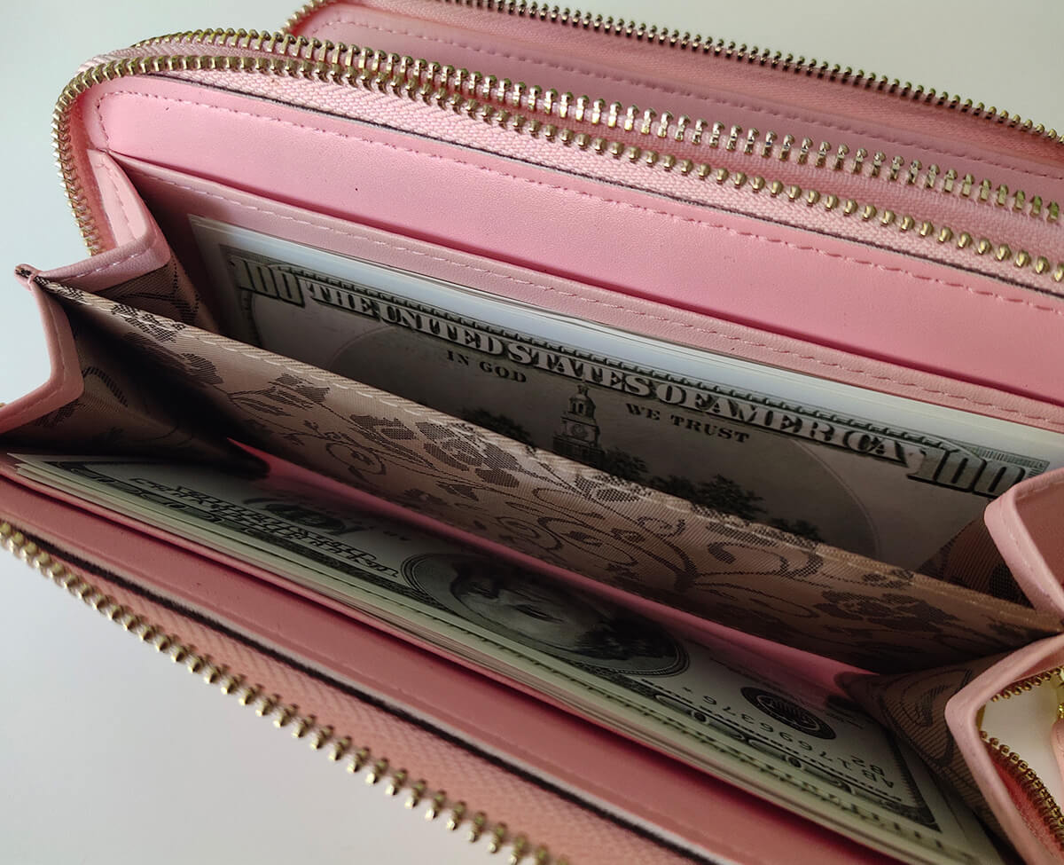 Geschenk Für Mama Personalisierte Foto-Geldbörse Für Frauen Zwei Reißverschlussfächer Leder Lange Geldbörse